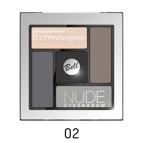 Palette Fards Nude Hypoallergéniques 02.Beige Clair/Châtain/Gris Clair/Gris/Noir 