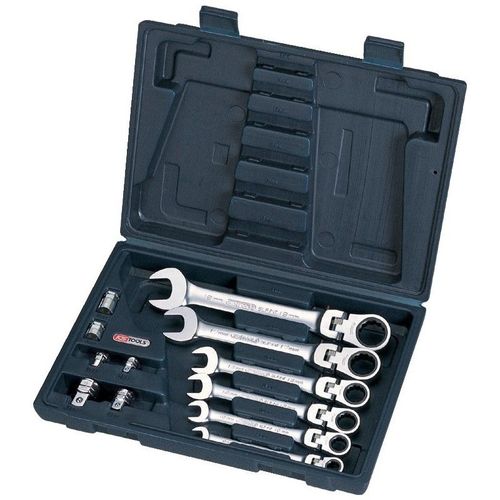 KS Tools 503.4867 Jeu de clés mixtes inclinable et verrouillable 10 piecs. 8 A 19 + 6 adaptateur