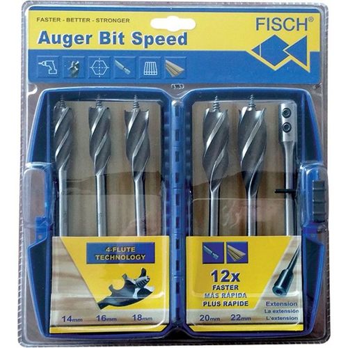 Coffret 5 meches bois rapides 4 spirales - 150mm 14-16-18-20-22
