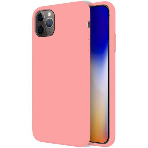 Coque Pour Apple Iphone 11 Pro 5.8""Étui Rigide Rose Silicone Liquide Premium Doux Doublure Intérieure En Microfibre Protège L'appareil Photo Antidérapant Résistant Saleté Rayures