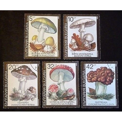 Bulgarie Oblitéré Lot De 5 Timbres De 1990 Champignons