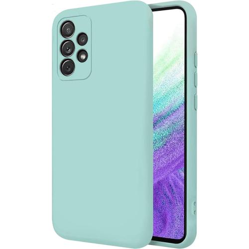 Coque Compatible Avec Samsung Galaxy A53 5g 6.5 Pouces Étui Rigide Turquoise Silicone Liquide Doux Doublure Intérieure Microfibre Protège La Caméra Antidérapant Résistant Rayures