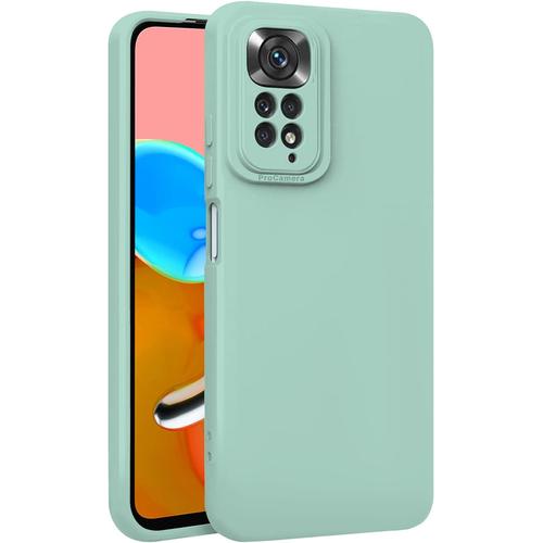 Coque Compatible Avec Xiaomi Redmi Note 11 6.43 Pouces Étui Rigide Turquoise Silicone Liquide Doux Doublure Intérieure Microfibre Protège La Caméra Antidérapant Résistant Rayures