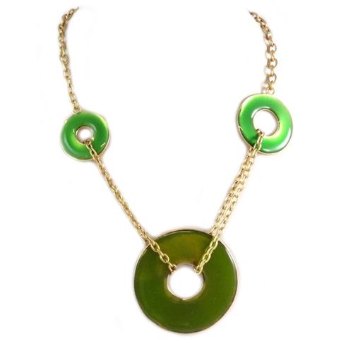 Dolce Vita [Q7836] - Collier Créateur 'nora' Vert Doré - 5. 5 Cm