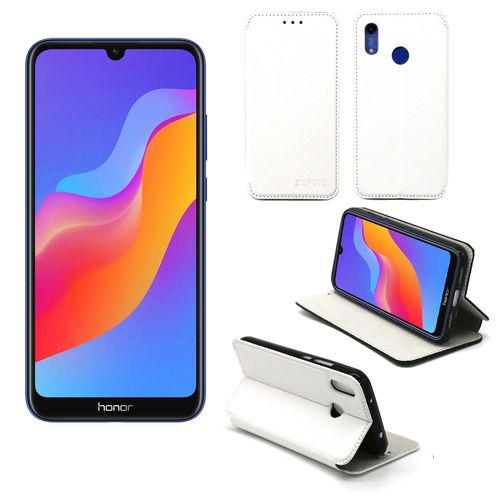 Etui Luxe Huawei Y6 2019 4g Blanc Ultra Slim Cuir Pu Avec Stand - Housse Coque De Protection Huawei Y6 2019 Smartphone 2019 - Accessoires Pochette Cover Xeptio Case