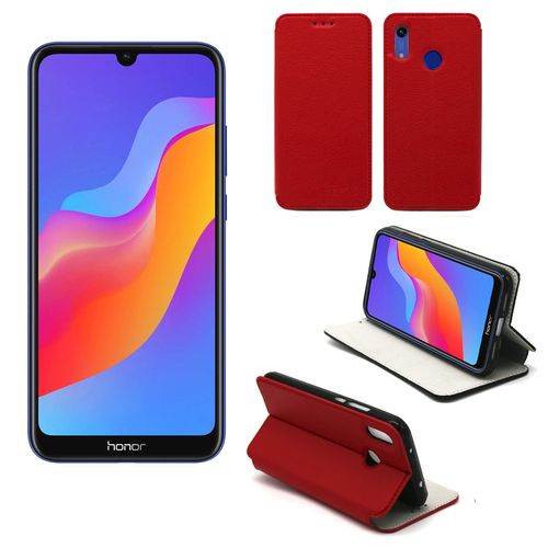 Etui Luxe Huawei Y6 2019 4g Rouge Ultra Slim Cuir Pu Avec Stand - Housse Coque De Protection Huawei Y6 2019 Smartphone 2019 - Accessoires Pochette Cover Xeptio Case