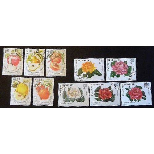 Bulgarie Oblitéré Lot De 10 Timbres De 1993-94 Fruits Roses