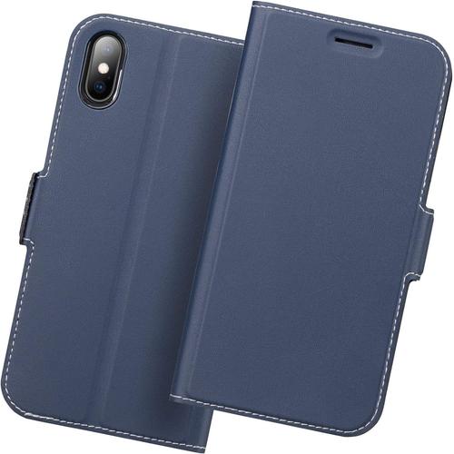 Coque Iphone X/Xs/10,Housse Iphone X/Xs,Coque Iphone X/Xs Clapet/Rabat,Protection Iphone X/Xs/10 Cuir,Etui Iphone X/Xs/10,Folio/Flip Phone Cover Case,Pochette Iphone X/Xs/10.Bleu