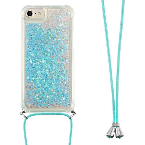 Coque Pour Iphone 6s/Iphone 6 4 7 Pouces Bling Glitter Paillettes Etui De Téléphone Avec Cordon Silicone Tpu Pour Filles/Femmes Antichoc Cover Pour Iphone 6s/Iphone 6 Argent Bleu