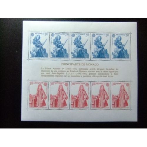 Monaco 1985 Europa Cept Le Prince Antoine 1 (1661-1731) Yvert Bloc 30 ** Mnh