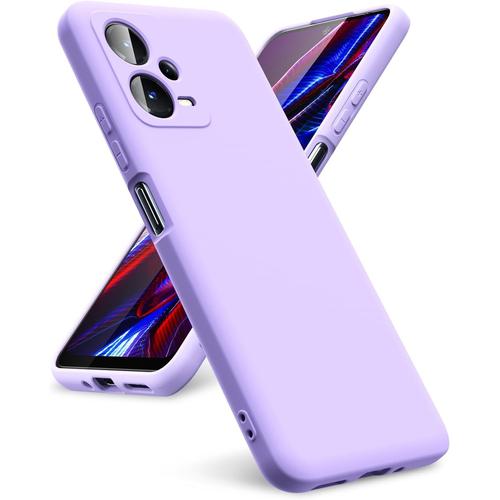 -Coque Pour Xiaomi Redmi Note 12 5g / Xiaomi Poco X5 5g, Coque Silicone Liquide Intérieur Microfibre Souple Étuis En Caoutchouc Housse Antichoc Protection Bumper Protecteur-Mauve