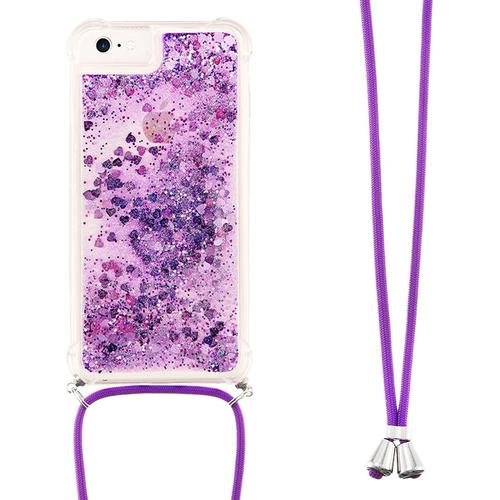 Coque Pour Iphone 6s/Iphone 6 4 7 Pouces Bling Glitter Paillettes Etui De Téléphone Avec Cordon Silicone Tpu Case Pour Filles/Femmes Antichoc Cover Pour Iphone 6s/Iphone 6 Violet