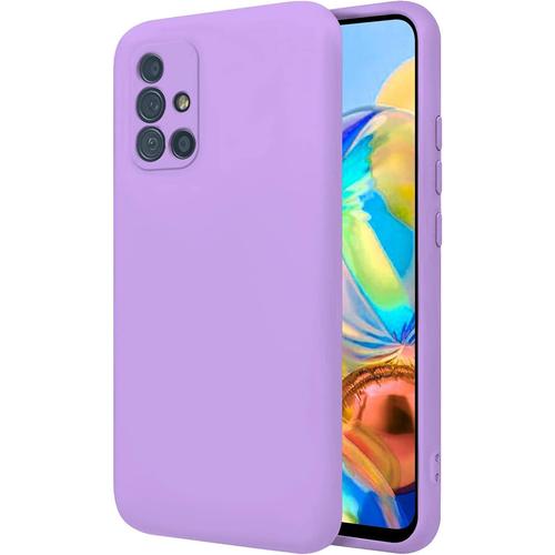 Coque Pour Samsung Galaxy A71 6.7"" Étui Rigide Lila Silicone Liquide Premium Doux Doublure Intérieure En Microfibre Protège L'appareil Photo Antidérapant Résistant Saleté Rayures