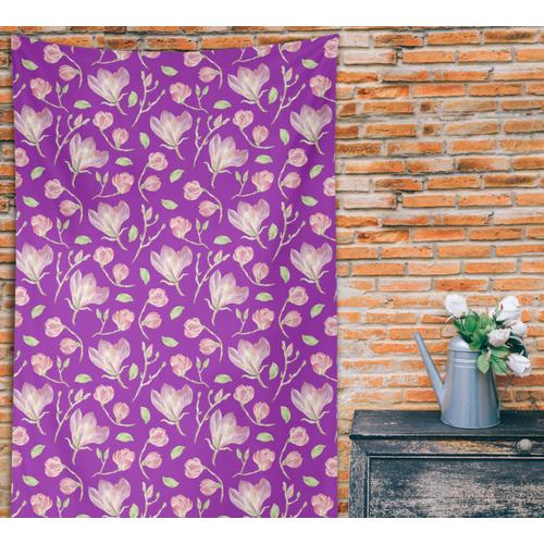 S4sassy Coton Violet Feuilles Et Magnolias Floral Tenture Murale Portrait Tapisserie Tissu Imprimé Dortoir Décor-58x80 Pouces