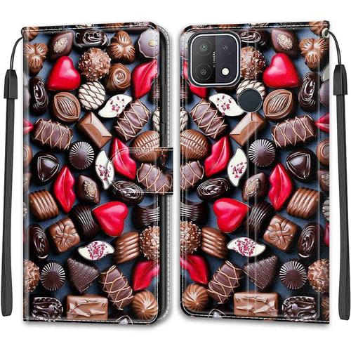 Coque Oppo A15 A15s Etui Oppo A15 A15s Étui Housse En Cuir Coque Antichoc Flip Case Fonction Support Housse Avec Fentes De Cartes Magnétique Portefeuille Protection Case Chocolat