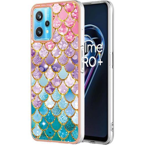 Téléphone Marbre Coloré Slim Coque Pour Realme 9 Pro 5g Cover Housse Hybride Anti-Rayures Anti-Chocs Tpu Souple Rigide Pc Housse Protection Pour Realme 9 Pro 5g-Écailles Colorées