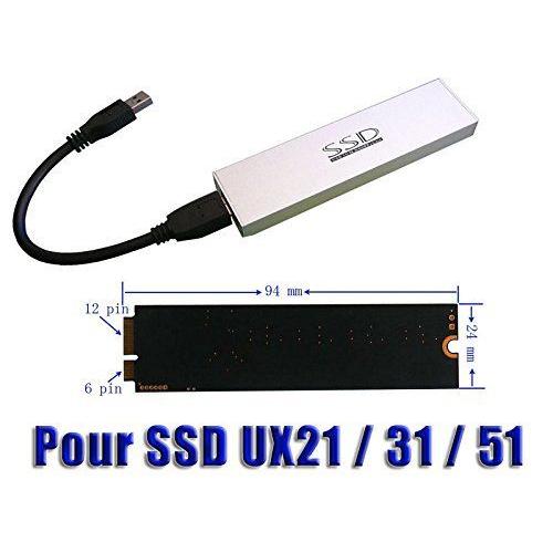 Boitier Aluminium USB 3.0 Pour SSD de ZENBOOK - Convient pour SSD de PC Asus UX21 UX31 UX51