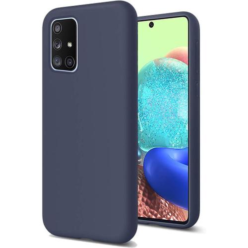 Doux Silicone Liquide Coque Compatible Avec Samsung Galaxy A51 5g, Protection Complète Du Corps Étui Antichoc Protection Case Anti-Chute Pour Samsung A51 5g Téléphone Housse Bleu