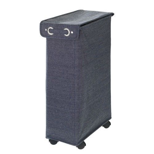 Panier à linge - Étroit - avec couvercle - 43 L - bleu WENKO