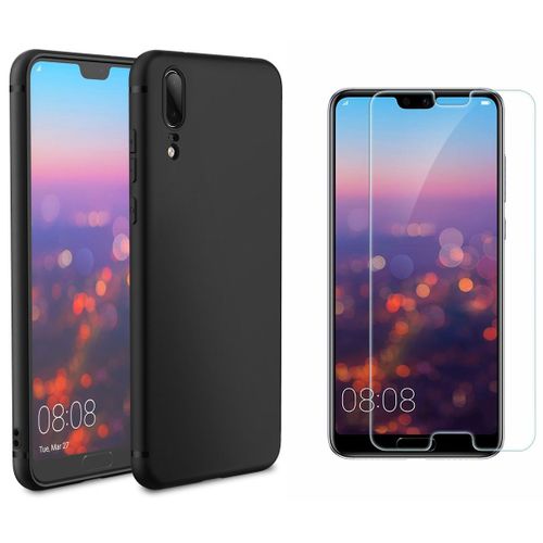 Coque Souple Silicone Pour Huawei P30 Lite Noir Verre Trempé Anti Chocs Et Rayures Vitre De Protection Couleur