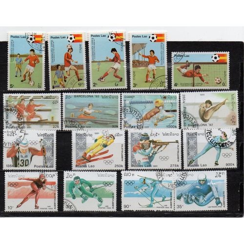 Laos- Lot De 21 Timbres Oblitérés- Divers Sports