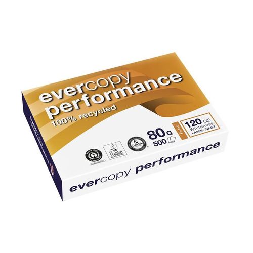 Clairefontaine Ramette 500 Feuilles A4 210x297 80g Evercopy Performance 100% Recyclé Blanc 120CIE