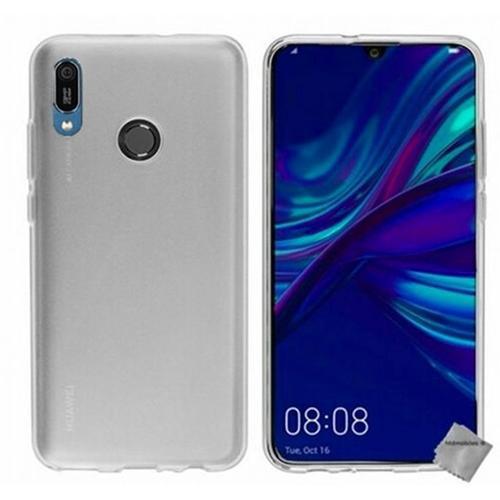 Housse Etui Coque Pochette Silicone Gel Fine Pour Huawei Y6 (2019) + Verre Trempe - Blanc Transparent