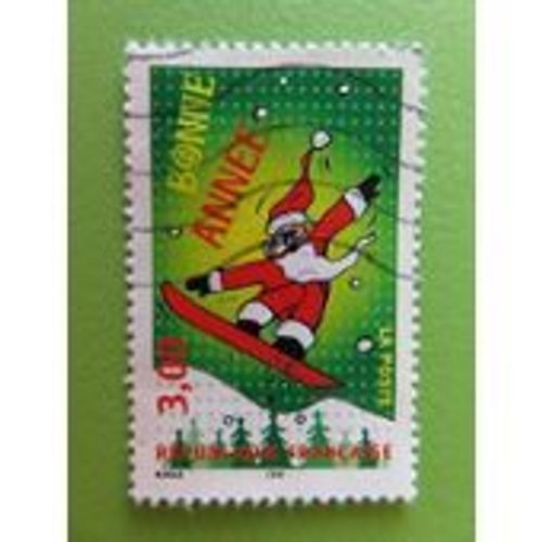 Timbre "Voeux - 1998 - Père Noël - Vert"
