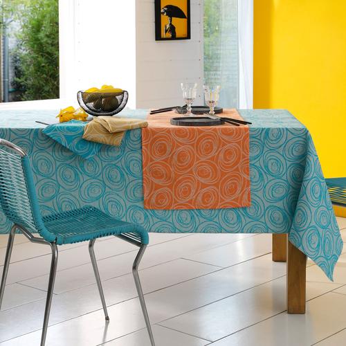 Chemin De Table 45x150 Cm Jacquard 100% Coton Spirale Jaune Citron