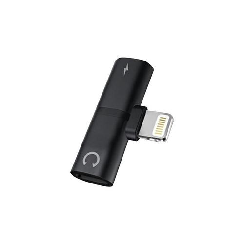 Adaptateur Lightning 8 Pins Mâle Vers Deux Femelle (Charge Et Ecouteur) Noir