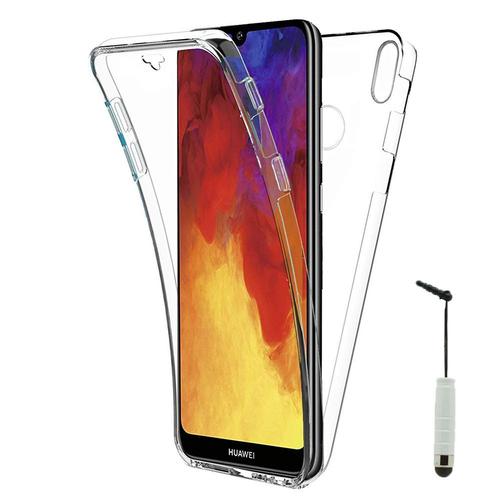 Coque Avant Et Arrière Silicone Pour Huawei Y6 (2019)/ Y6 Prime (2019) 6.09" 360° Protection Intégrale - Transparent + Mini Stylet