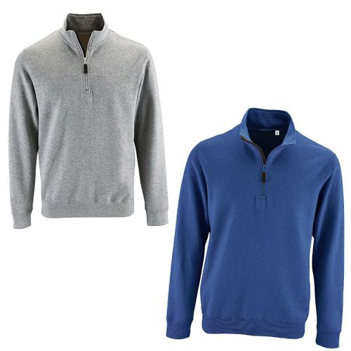 Lot 2 Sweat-Shirts Col Camionneur - Bleu Roi Et Gris Chin?