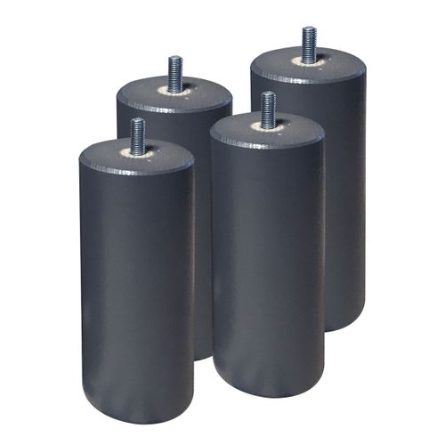 Elea - Jeu De 4 Pieds 15 Cm Gris Anthracite Pour Sommier Tapissier