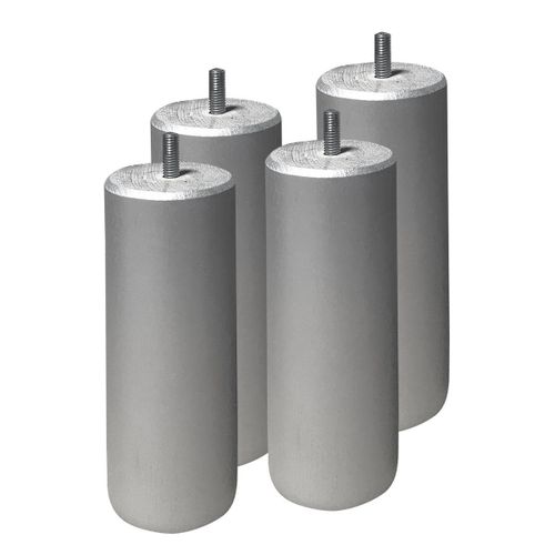 Elea - Jeu De 4 Pieds 15 Cm Gris Argent Pour Sommier Tapissier