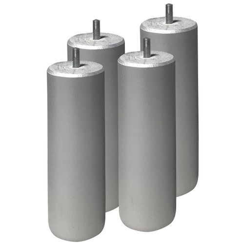 Elea - Jeu De 4 Pieds 20 Cm Gris Argent Pour Sommier Tapissier