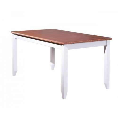 Socoa - Table Rectangulaire Bois Massif Vernis Sepia Et Blanc