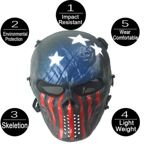 Buyiesky®Airsoft Facial Crâne Squelette Cs Masque Tactique Militaire Halloween