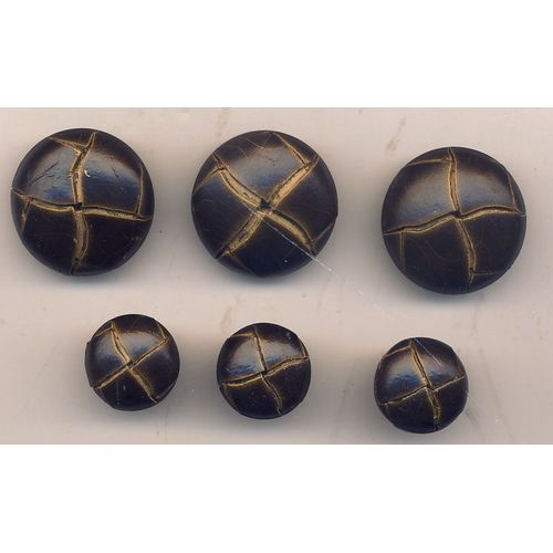 6 Boutons Hémispériques À Oeillet En Cuir : 3 Diamètre 25mm Et 3 Diamètre16mm