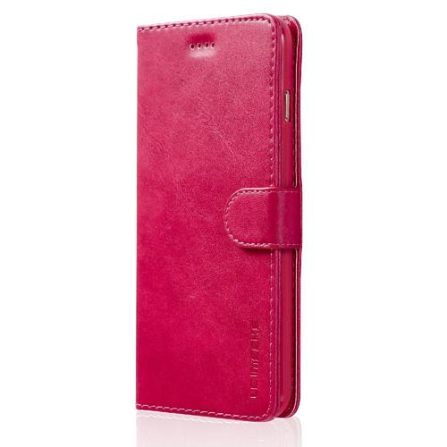 Étui Pour Iphone 6 Plus / 6s Plus Porte-Monnaie Avec Fentes Pour Cartes Étui En Cuir Raboté Horizontal Texture Veau Avec Titulaire - Rouge