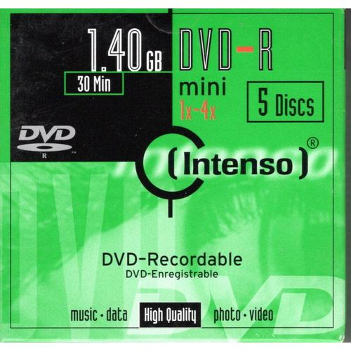 Mini DVD -R 1.40GB 30 min enregistrable boîte de 5 disques