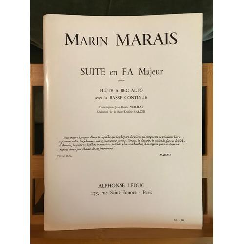 Marin Marais Suite Fa Majeur Pour Flûte A Bec Et Basse Continue Partition Leduc