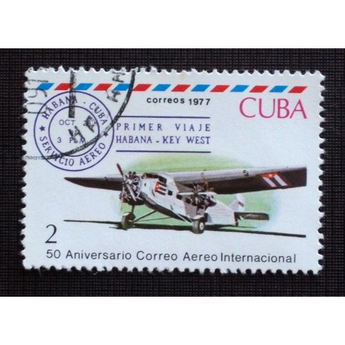 Theme Avions - Timbre Oblitéré De Cuba (Ref : Tav-24)
