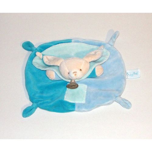 Lapin Mouchoir Bleu Azur Et Bleu Ciel Doudou Collection Les Même Pacap Doudou Peluche Baby Nat' 24cm X 28cm