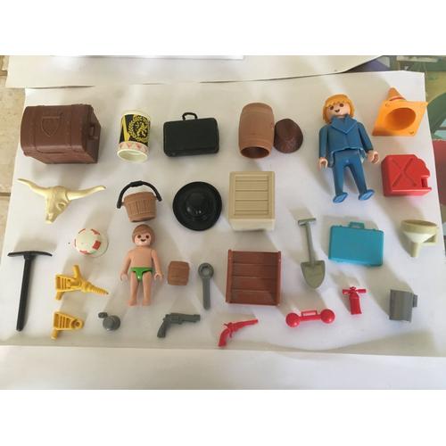 Lot D'accessoires Playmobil Divers Vintage Avec Deux Figurines