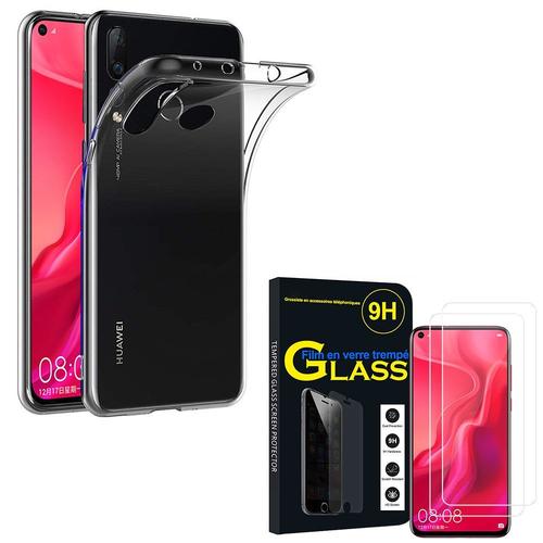 Coque Silicone Pour Huawei Nova 4 6.4" Gel Ultraslim Et Ajustement Parfait - Transparent + 2 Films Verre Trempé