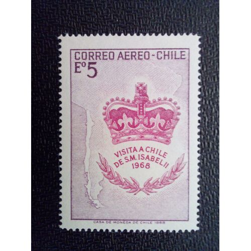 Timbre Chili Yt Pa 252 Couronne Britannique Et Carte Du Chili 1968 ( 080512 )