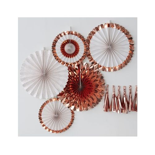 5 Rosaces À Suspendre Rose Gold Métallisé 38 Cm Et 28 Cm Taille Unique