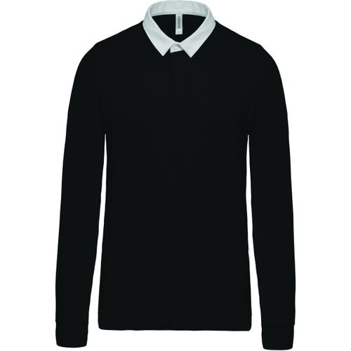 Polo Homme Rugby - Manches Longues - K213 - Noir - Col Contrast?