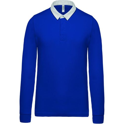 Polo Homme Rugby - Manches Longues - K213 - Bleu Roi - Col Contrast?