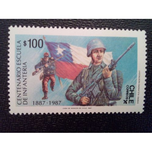 Timbre Chili Yt 803 Ecole D'infanterie Du Centenaire 1987 ( 080512 )